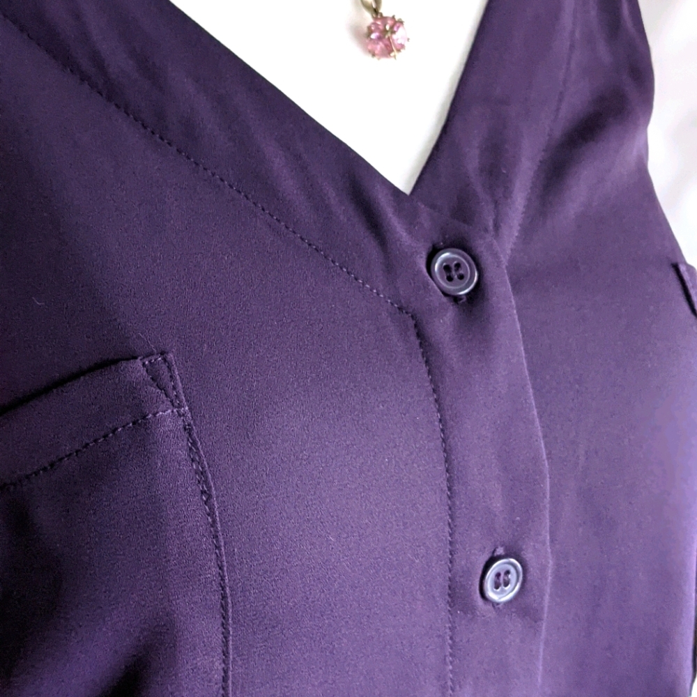 NWT 1x purple button up blouse Meera Lane